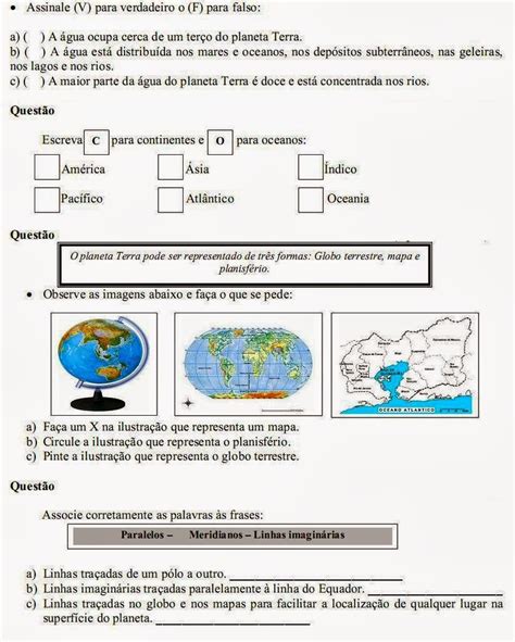 Atividade De Geografia Para O Ano