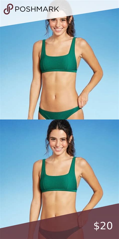 Textured Square Bikini Top Shade Shore Green Square Bikini Bikini