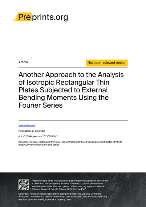 Pdf Another Approach To The Analysis Of Isotropic Rectangular Thin