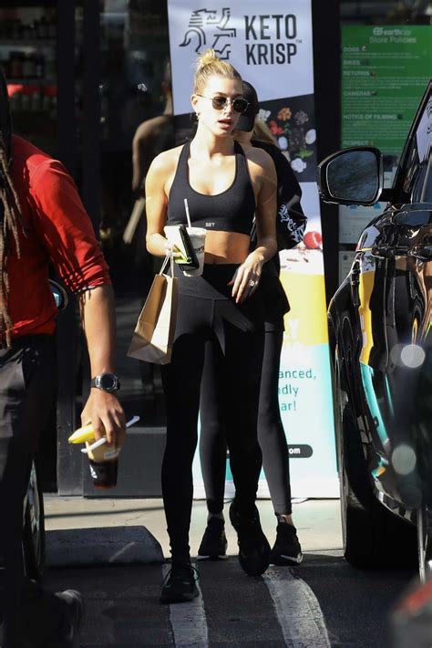 Hailey Bieber Shows Off Her Abs As She Grabs A Post Workout Juice In