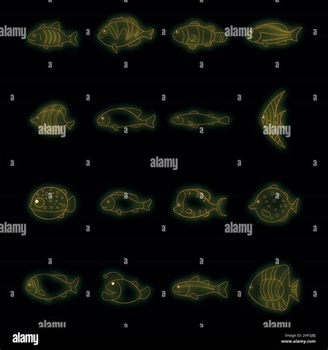 Different Fish Icons Set Illustration Of 16 Different Fish Vector