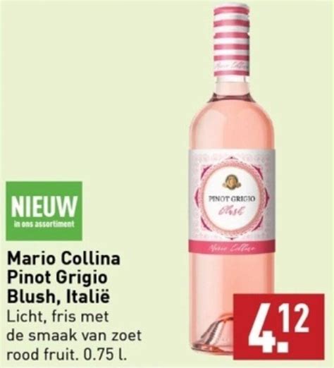 Mario Collina Pinot Grigio Blush Italië 0 75L aanbieding bij ALDI