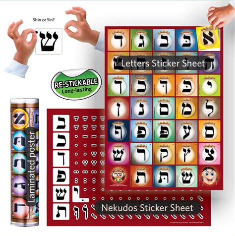 Kisrei Alef Bais Small Laminated Wall Poster And 2 Vinyl Reusable Sticke