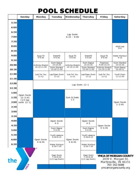 Pool Schedule - YMCA of Morgan County