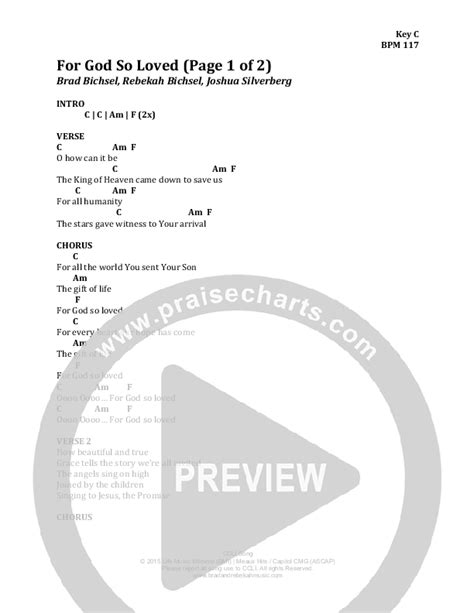 For God So Loved Chords PDF (Brad & Rebekah) - PraiseCharts