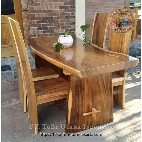 Trembesi Wood Dining Table Set For Outdoor Patio Or Garden Restaurants