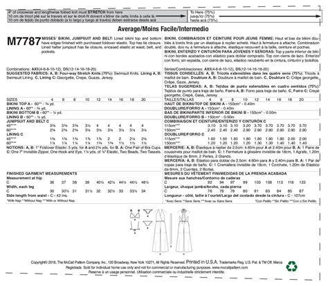 McCall S Sewing Pattern Misses Bikini Jumpsuit And Belt 4 6 8 10 12 Walmart