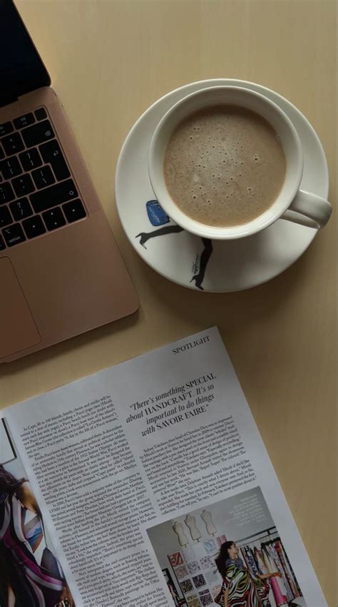 Coffee and laptop aesthetic fashion ig story idea