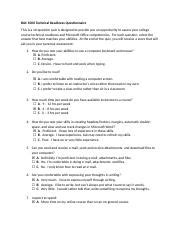 Technical Readiness Questionnaire Docx BAC 1000 Technical Readiness