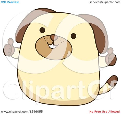 Clipart Of A Happy Dog Holding Two Thumbs Up Royalty Free Vector