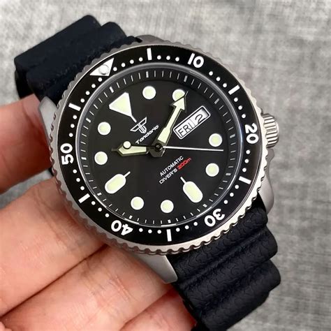 Tandorio 41mm NH36 Titanium Black Dial Automatic 200M Diving Men Watch