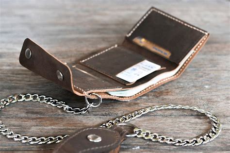 Leather Wallet Chain Handmade Biker Trifold Original Design