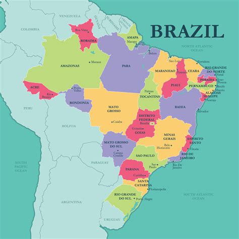 Brazil States and Capitals 22273804 Vector Art at Vecteezy