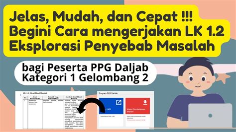 CARA MENGERJAKAN LK 1 2 EKSPLORASI PENYEBAB MASALAH PPG DALAM JABATAN