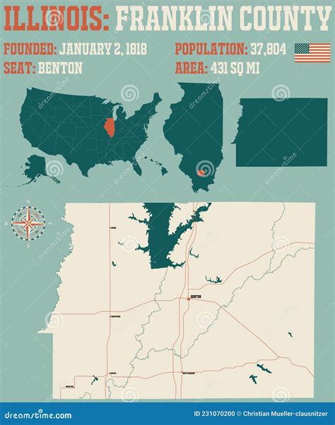 Mapa Do Condado De Franklin Em Illinois Ilustração do Vetor