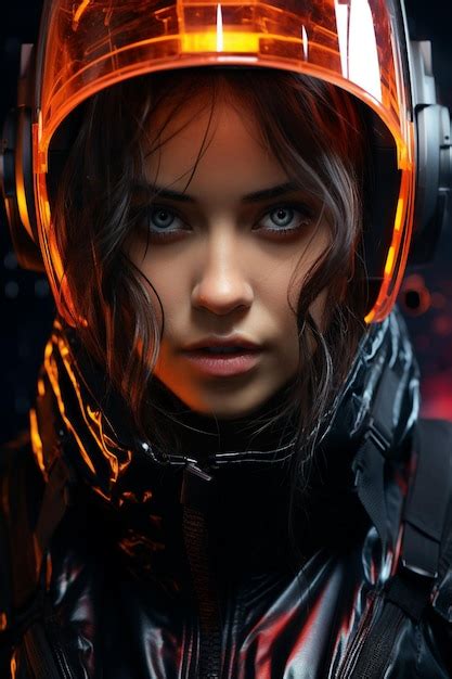 Premium AI Image Photo Cyberpunk Woman Portrait Futuristic Neon Style