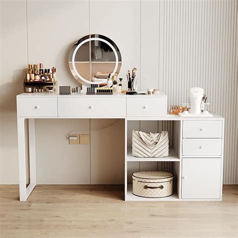 Amazon Pakasept Corner Vanity Desk With Mirror And Color Lights