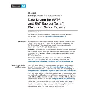 Fillable Online Data Layout For SAT And SAT Subject Tests Electronic