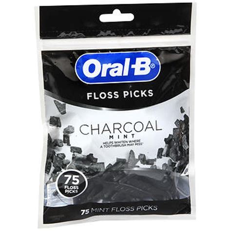 Oral B Charcoal Mint Floss Picks 75 Ct