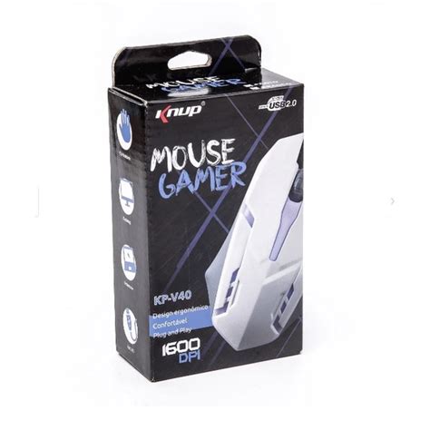 MOUSE GAMER KNUP KP V40 1600 DPI BRANCO Shopee Brasil