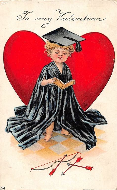 H Valentine S Day Love Holiday Postcard C Graduate Heart Gown