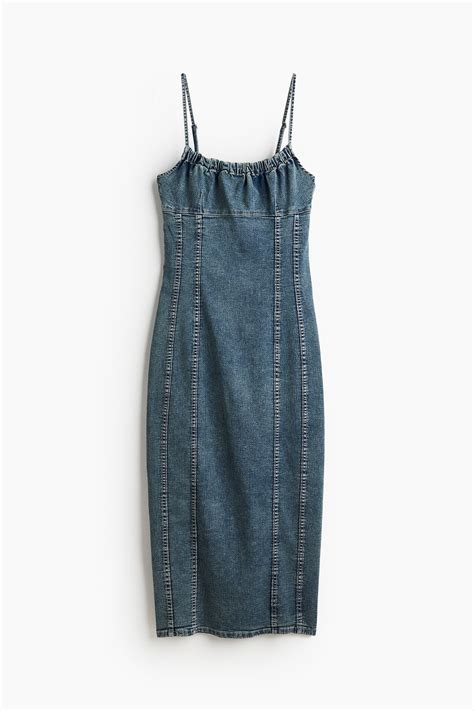 Denim Bodycon Dress Denim Blue Ladies Handm Gb