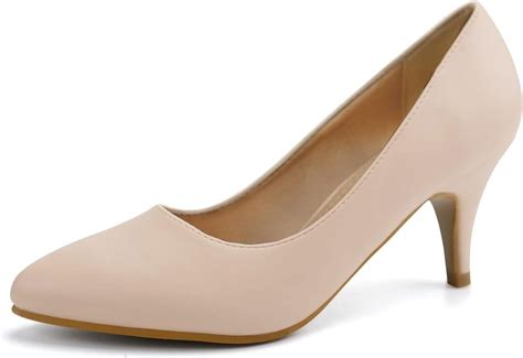 JABASIC Women Low Heel Dress Pump Shoes Pointed Toe Office Shoes 8 Nude Walmart