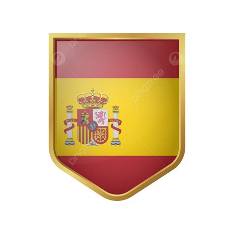 gambar vektor bendera spain  bingkai perisai emas spanyol