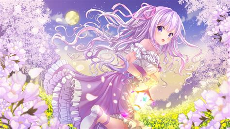 Fondos de pantalla ilustración Flores pelo largo Anime Chicas