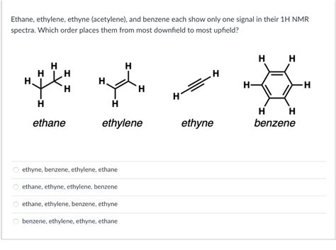 Solved Ethane Ethylene Ethyne Acetylene And Benzene