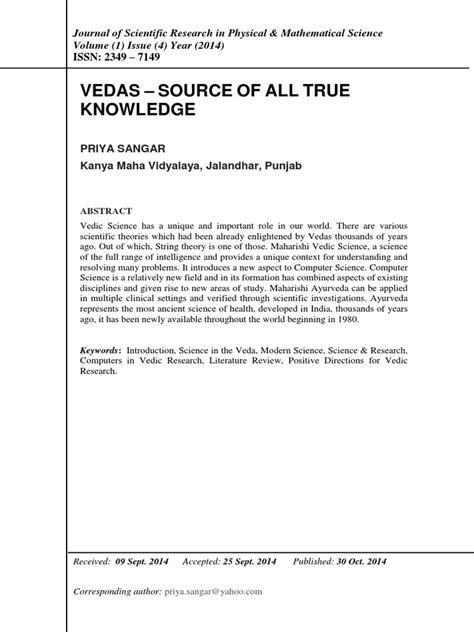 Vedas - Source of All True Knowledge | PDF | Vedas | Ayurveda