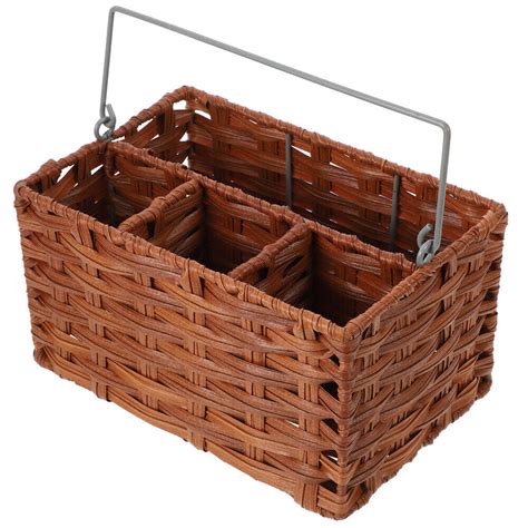 Rattan Besteckkorb Mit Griff Utensilienhalter Picknick Organizer Ebay