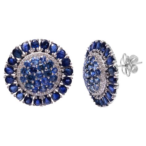 Sapphire and Diamonds Studs Made In 18k Gold For Sale at 1stDibs
