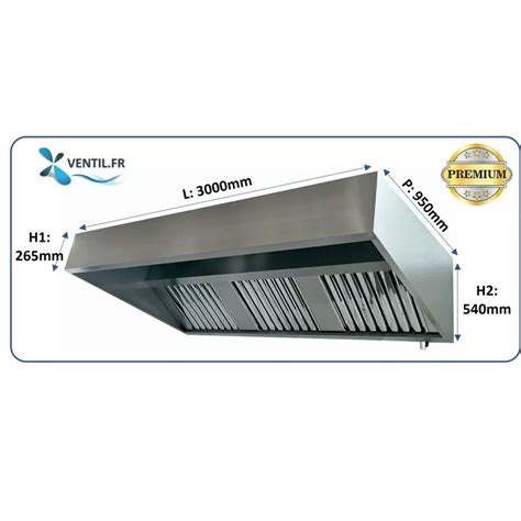 Hotte Inox Premium Statique M Grande Casquette Biseaut E Pour Cuisine