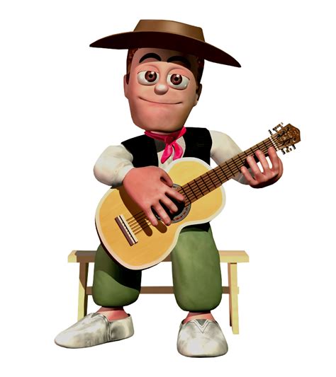 A Cartoon Character Sitting On A Chair With A Guitar In His Hand And