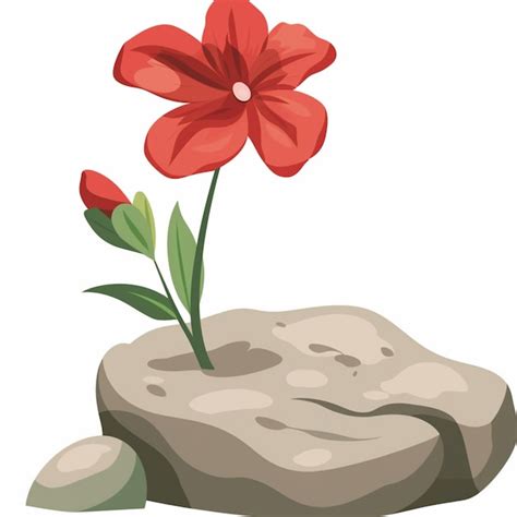 A drawing of a flower growing out of a rock | Premium AI-generated image