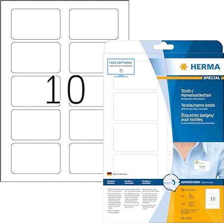 HERMA 4412 Lot de 32 étiquettes nominatives amovibles Format A4 80 x