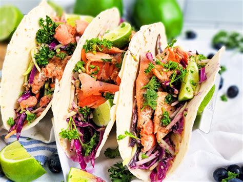 Grilled Salmon Tacos With Blueberry Coleslaw Beautiful Eats And Things