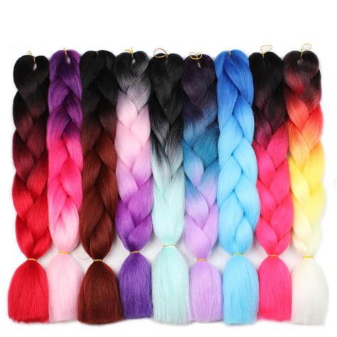 Xtrend Ombre 24inch Synthetic Crochet Jumbo Braids Rainbow Kanekalon C