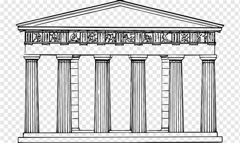 An Ancient Greek Temple With Columns And Pillars In Black And White Hd Png