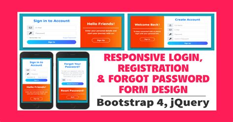 Responsive Login Registration Forgot Password Form Design Using