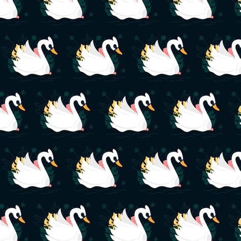 Elegant Swan Pattern Free Vector