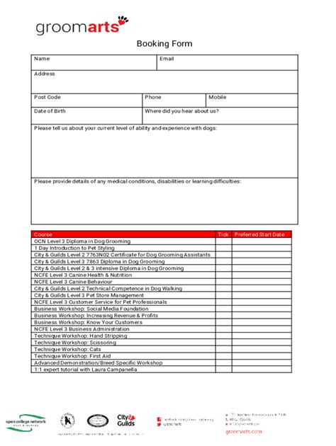 Fillable Online Booking Form Docx Fax Email Print Pdffiller