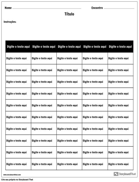 Tabela Colunas Linhas Storyboard Por Pt Examples