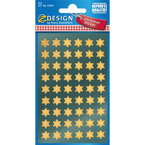 Avery Zweckform Zdesign Weihnachts Sticker Sterne Gold Bei