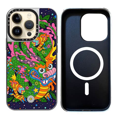 Casetify X Dragon Magnetic Suction Matte Black Sliver Mirror Casing