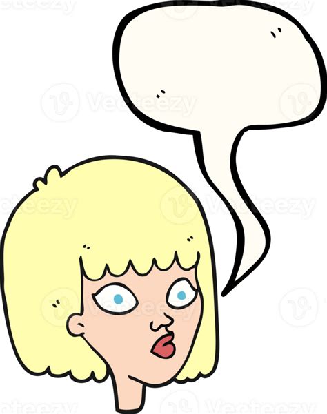 Hand Drawn Speech Bubble Cartoon Female Face 40552076 Png