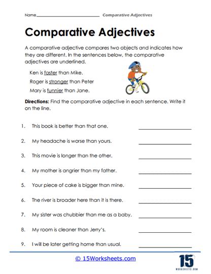 Comparative Adjectives Worksheets 15