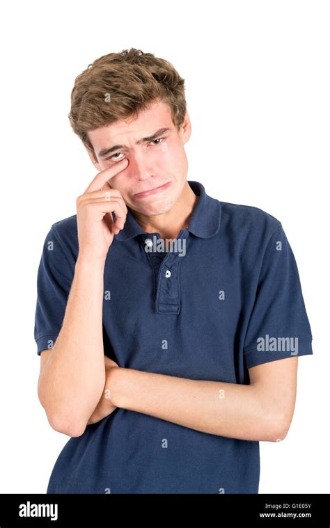 Sad teenage boy crying isolated in white Stock Photo - Alamy