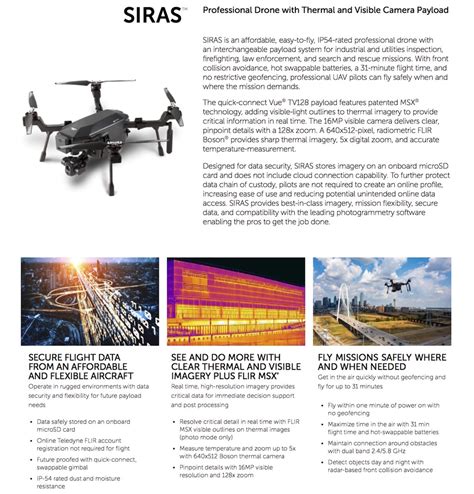 Teledyne FLIR SIRAS Professional Drone With Thermal And Visible Camera